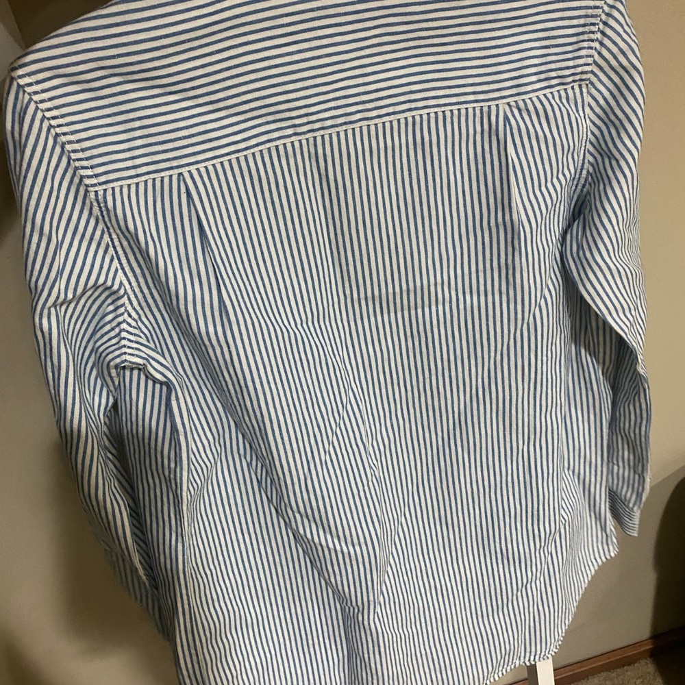 Lucky Brand womens White and Blue Striped Button Down Shirt- X-Small-83 - Picture 3 of 5